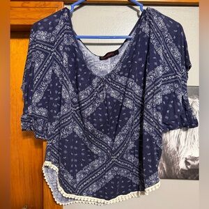 Annabelle Navy and White Paisley Blouse